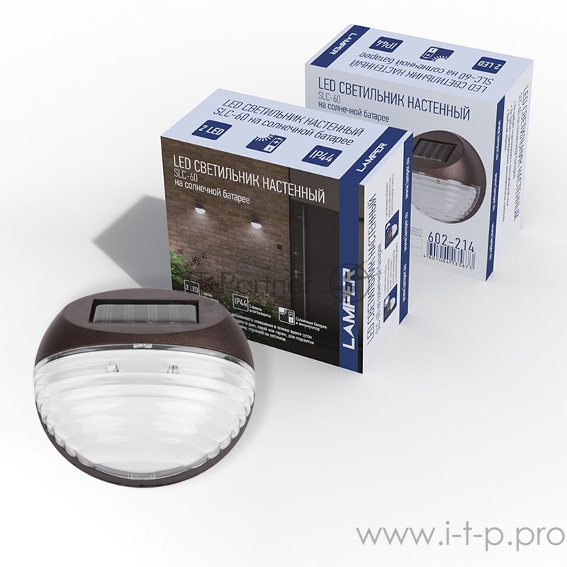 Светильник светодиодный, настенный на солнечной батарее (SLC-60) LAMPER