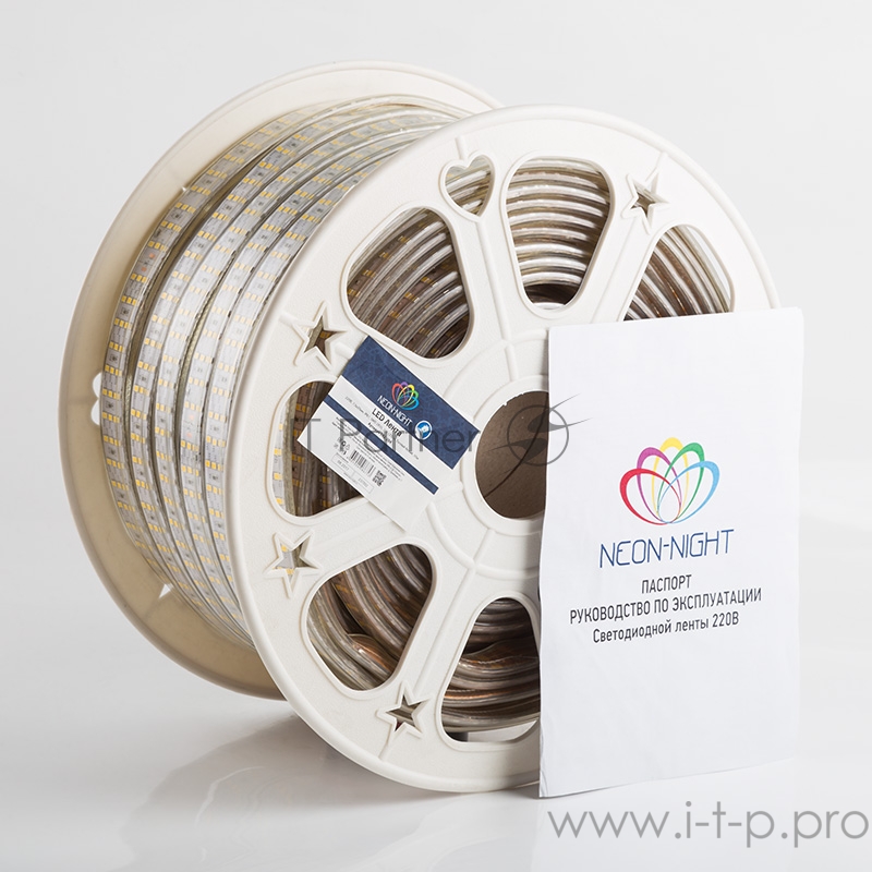 LED лента 220 В, 7.5x20 мм, IP67, SMD 2835, 276 LED/m, цвет свечения теплый белый, 50 м