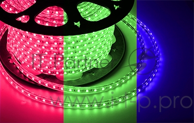 LED лента 220 В, 13х8 мм, IP67, SMD 5050, 60 LED/m, цвет свечения RGB