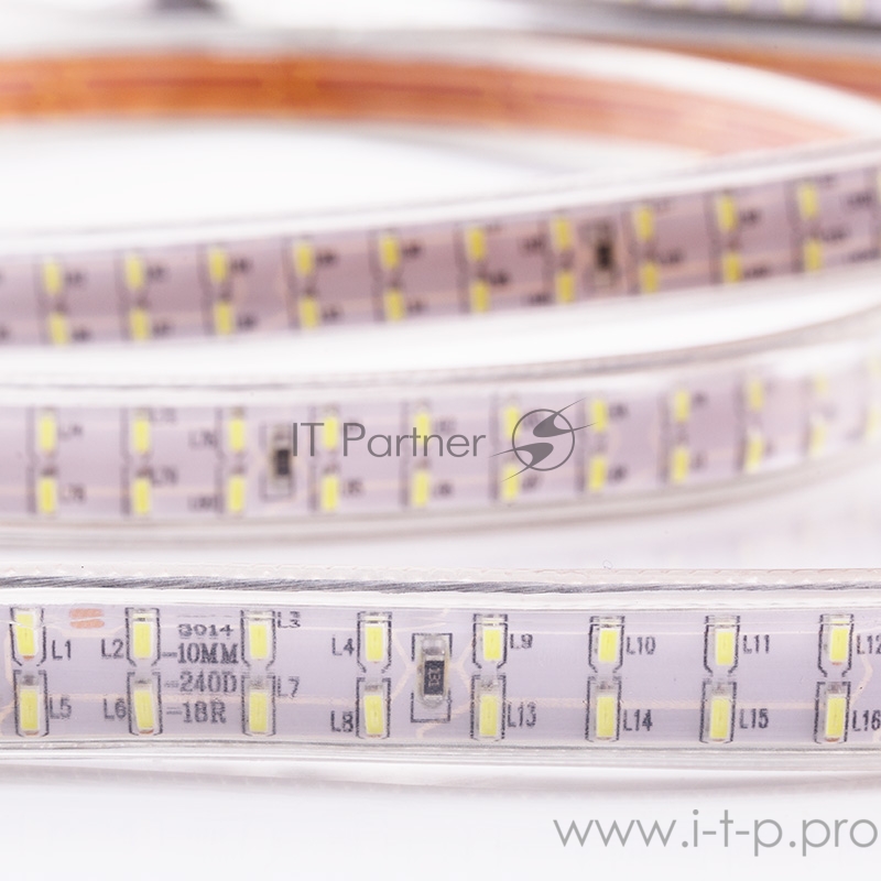 LED лента 220 В, 6.5x15 мм, IP67, SMD 3014, 240 LED/m, цвет свечения белый, 100 м