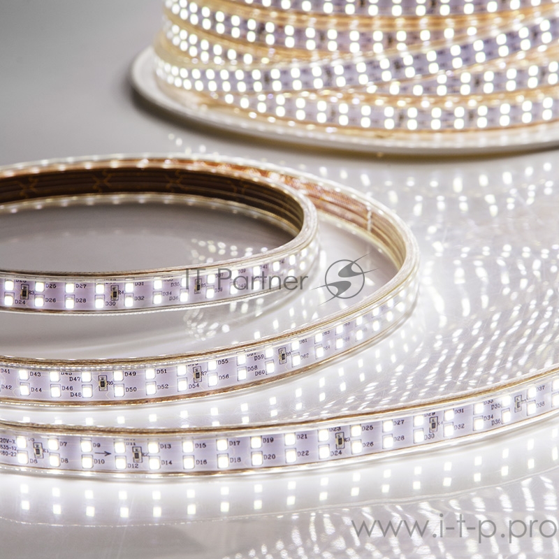 LED лента 220 В, 6.5x17 мм, IP67, SMD 2835, 180 LED/m, цвет свечения белый, 100 м