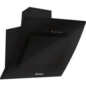 Вытяжка CANDY CDM656B07 наклонная, 75 х 59.6 х 38.6 см, 620 м3/ч, 64 дБ, сенсорное + дистанционное управление, черное стекло