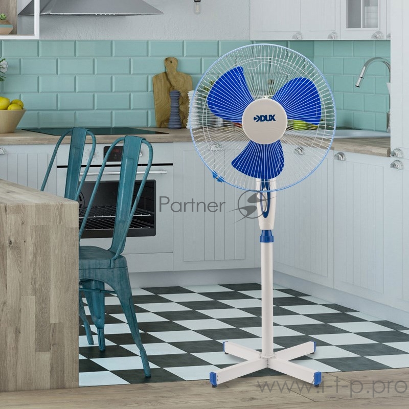 Вентилятор напольный DUX DX-16, 40 Вт, 220V, белый/синий