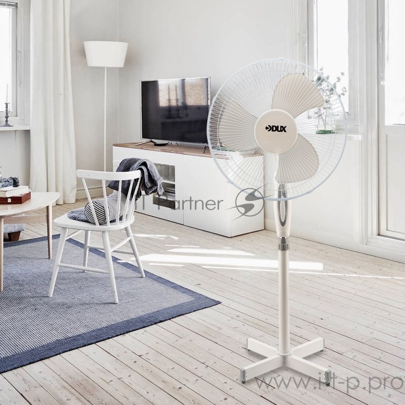 Вентилятор напольный DUX DX-17, 40 Вт, 220V, белый/серый