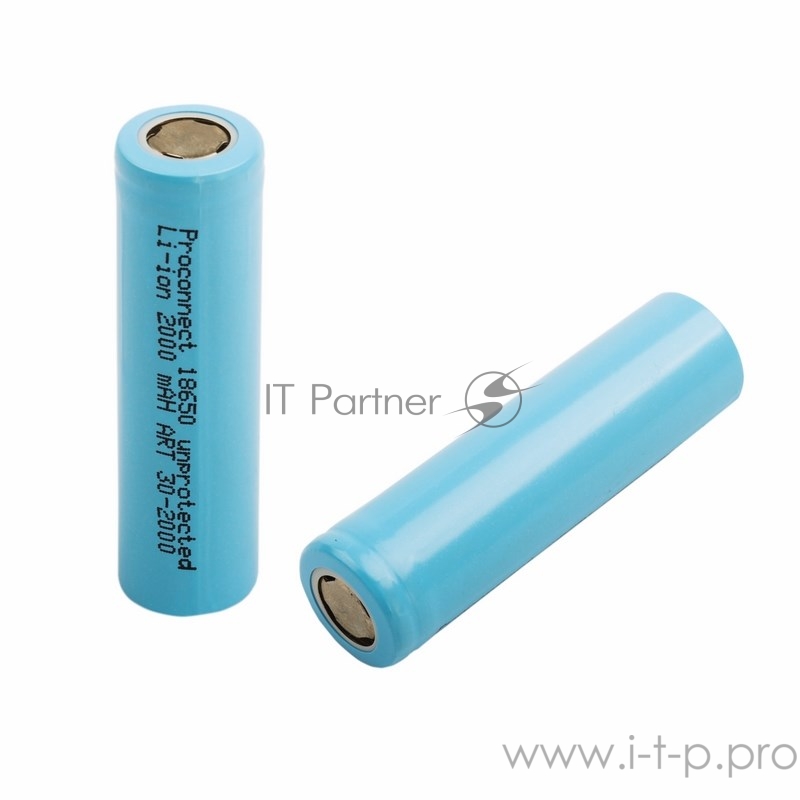 Аккумулятор 18650 unprotected Li-ion 2000 mAH индивидуальная упаковка PROconnect