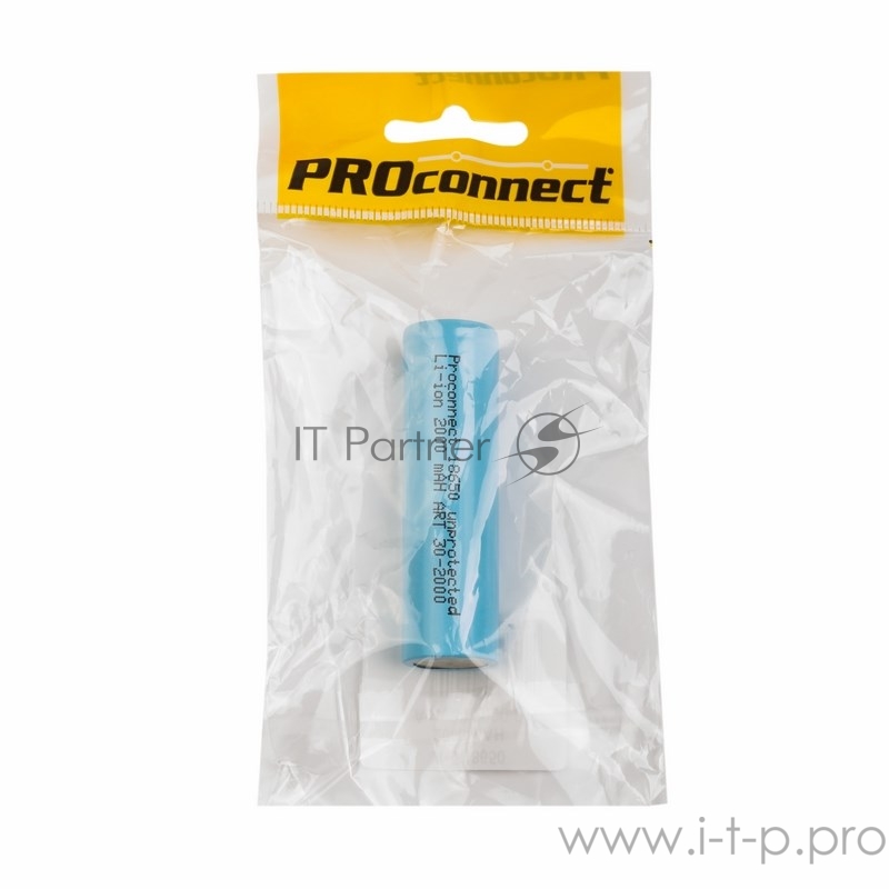 Аккумулятор 18650 unprotected Li-ion 2000 mAH индивидуальная упаковка PROconnect