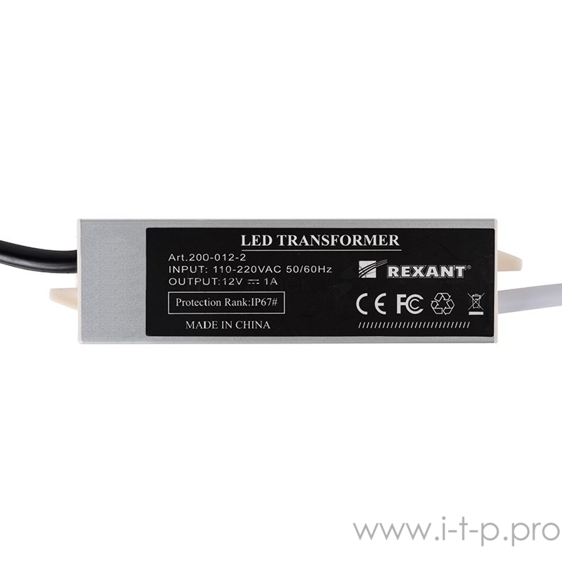 Источник питания 110-220 V AC/12 V DC 1 А 12 W с проводами влагозащищенный (IP67)