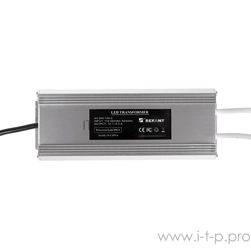 Источник питания 110-220 V AC/12 V DC 8,5 А 100 W с проводами влагозащищенный (IP67)