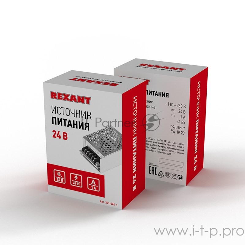 Источник питания 220 V AC/24 V DC 1 A 24 W с разъемами под винт, без влагозащиты (IP23)