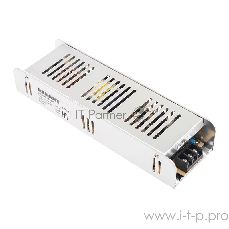 Источник питания компактный 12 V 16,7 A 200 W с разъемами под винт, без влагозащиты (IP23)