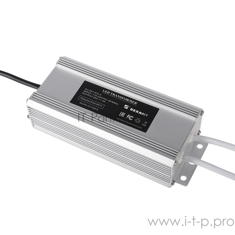 Источник питания тонкий 220 V AC/24 V DC 3 А 72 W с проводами, влагозащищенный (IP67)