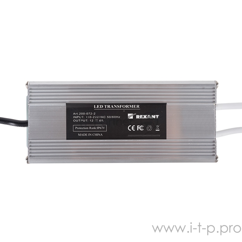 Источник питания тонкий 220 V AC/24 V DC 3 А 72 W с проводами, влагозащищенный (IP67)