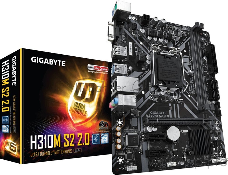 Материнская плата Gigabyte H310M S2 / H310M S2 2.0 Soc-1151v2 Intel H310C 2xDDR4 mATX AC`97 8ch(7.1) GbLAN+VGA