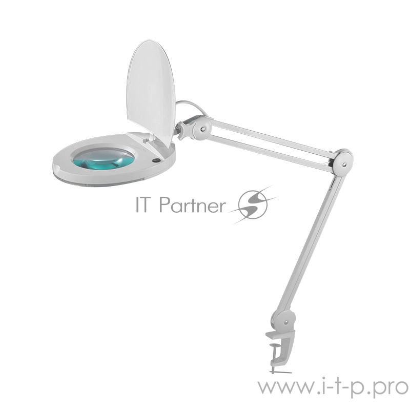 Лупа на струбцине REXANT, круглая, 8D, с подсветкой и крышкой, белая