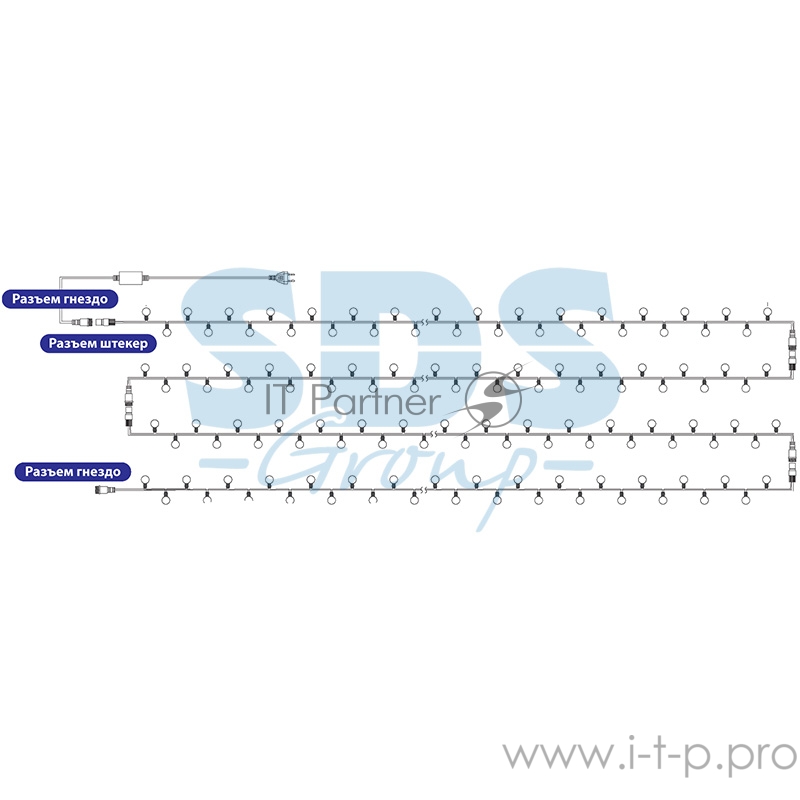 Гирлянда Мультишарики Ø17,5 мм, 10 м, черный ПВХ, 100 диодов, цвет RGB
