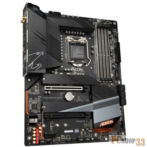 Z590 AORUS ELITE AX, Socket 1200, Intel®Z590, 4xDDR4-3200, DP, 2xPCI-Ex16, 1xPCI-Ex1, 6xSATA3(RAID 0/1/5/10), 3xM.2, 8Ch Audio, 2,5GLan, WiFi, (4+4)x