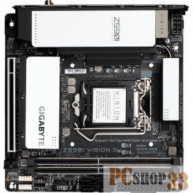 Z590I VISION D, Socket 1200, Intel®590, 2xDDR4-3200, DP, 1xPCI-Ex16, 4xSATA3(RAID 0/1/5/10), 2xM.2, 8 Ch Audio, 2.5GLan, Wi-Fi, (0+4)xUSB2.0, (6+2)xU