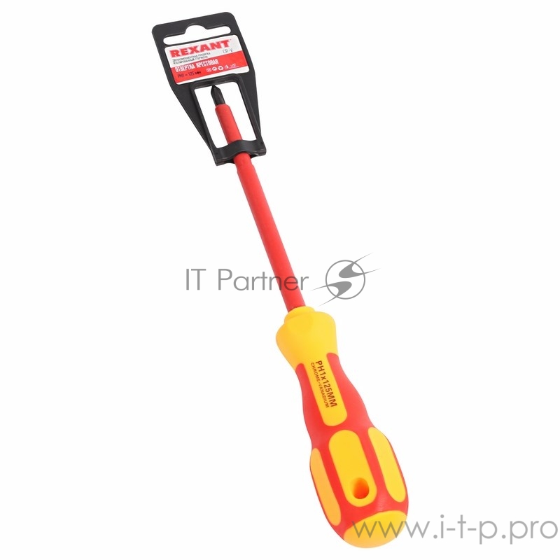 Отвертка REXANT крестовая диэлектрическая PH1 х 125 мм, до 1000 В, двухкомпонентная рукоятка