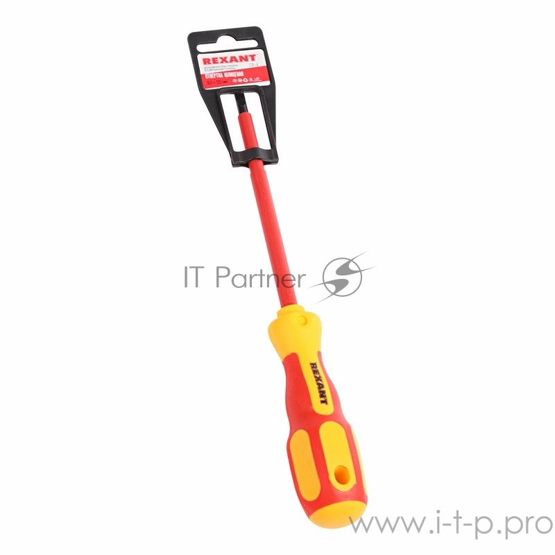 Отвертка REXANT шлицевая диэлектрическая SL5 х 125 мм, до 1000 В, двухкомпонентная рукоятка