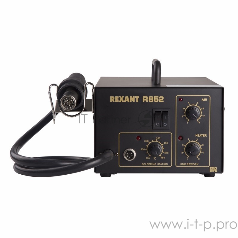 Паяльная станция REXANT, 2 в 1: паяльник+термофен, 150-480 °С