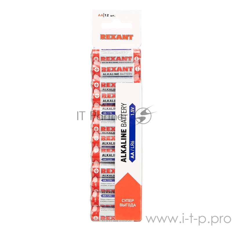 Алкалиновая батарейка AA/LR6 1,5 V 12 шт. REXANT