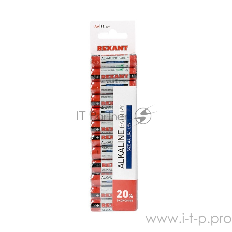 Алкалиновая батарейка AA/LR6 1,5 V 12 шт. REXANT