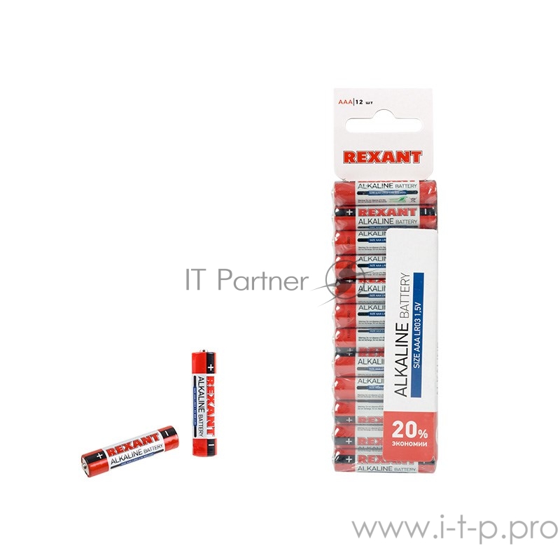 Алкалиновая батарейка AAA/LR03 1,5 V 12 шт. REXANT