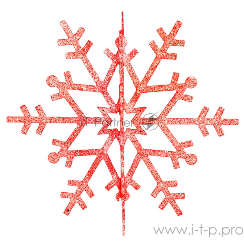 Елочная фигура Снежинка резная 3D, 61 см, цвет красный