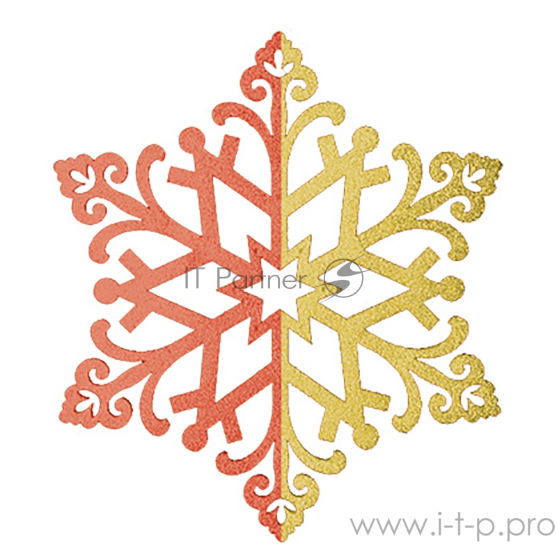 Елочная фигура Снежинка сказочная 40 см, цвет красный/золотой