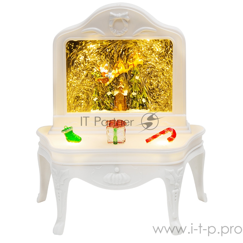 Декоративный светильник Столик с эффектом снегопада, подсветкой и новогодней мелодией