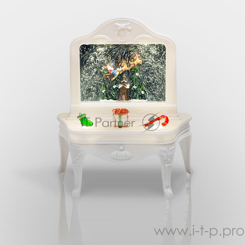 Декоративный светильник Столик с эффектом снегопада, подсветкой и новогодней мелодией
