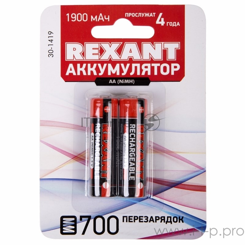 Аккумулятор тип AA «пальчиковый» 1.2 В 1900 мАч блистер 2 шт. REXANT