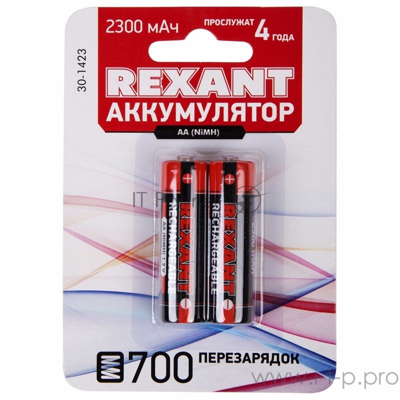 Аккумулятор тип AA «пальчиковый» 1.2 В 2300 мАч блистер 2 шт. REXANT