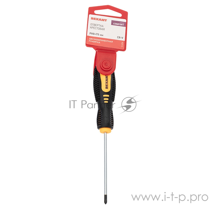 Отвертка крестовая PH 0х75 мм, двухкомпонентная рукоятка REXANT