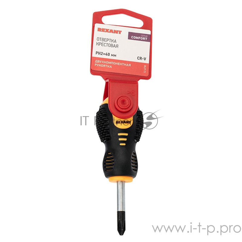 Отвертка крестовая PH 2х40 мм, двухкомпонентная рукоятка REXANT