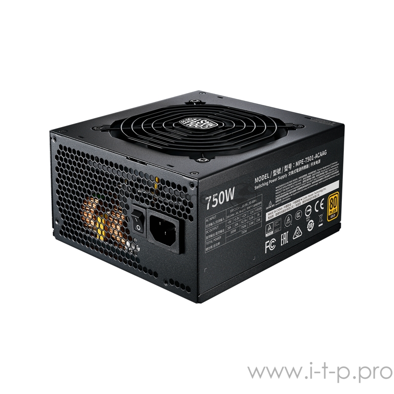 Блок питания 750 Ватт Power Supply Cooler Master MWE Gold 750 V2, 750W, ATX, 120mm, 24pin, 12xSATA, 4xPCI-E(6+2), APFC, 80+ Gold