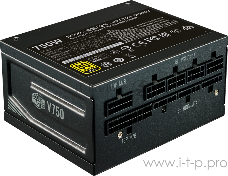 Блок питания 750 Ватт Power Supply Cooler Master V750 SFX Gold, 750W, SFX, 92mm, 24pin, 8xSATA, 4xPCI-E(6+2), APFC, 80+ Gold