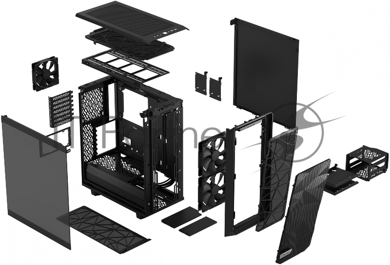 Корпус Fractal Design MESHIFY 2 COMPACT BLACK - TG / ATX, TG / 2x140mm & 1x120mm fans inc. / FD-C-MES2C-03