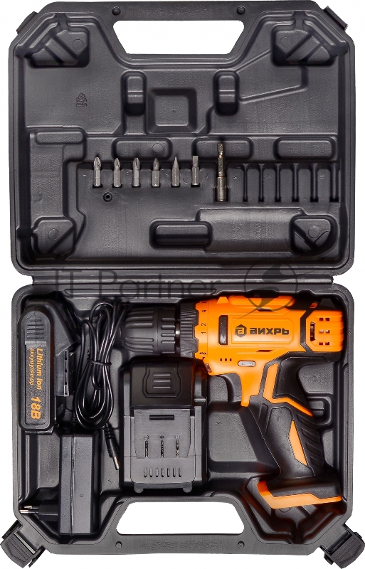Дрель-шуруповерт Вихрь ДА-18Л-2К/Б аккум. патрон:быстрозажимной (кейс в комплекте)