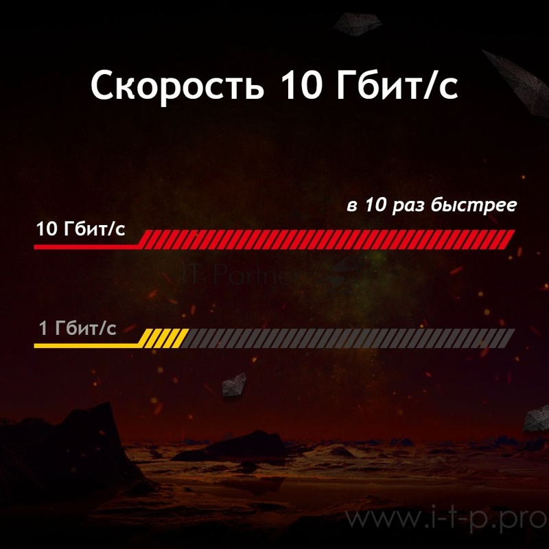 Сетевой адаптер 10 Gigabit PCI-E network adapter, 1 PCI Express 3.0 X4 interface, 1 100/1000/10000Mbps Ethernet port, come with Low-Profile and Full-