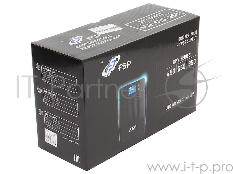 ИБП (UPS) 650ВА FSP DPV 650 PPF3601801, черный