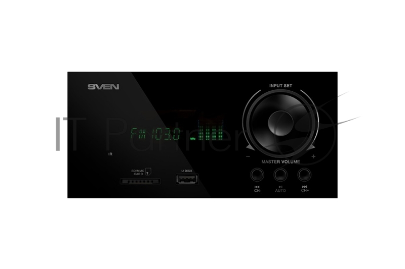 Колонки SVEN MS-2100, черный {2.1, 50Вт+2х15Вт, FM-тюнер, USB/SD, дисплей, ПДУ}