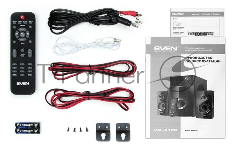 Колонки SVEN MS-2100, черный {2.1, 50Вт+2х15Вт, FM-тюнер, USB/SD, дисплей, ПДУ}