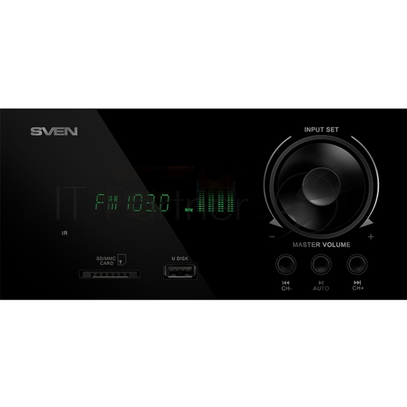 Колонки SVEN MS-2100, черный {2.1, 50Вт+2х15Вт, FM-тюнер, USB/SD, дисплей, ПДУ}