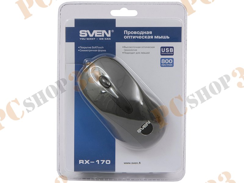 Оптическая мышь Sven RX-170, 2кн.+скр., черный (USB)