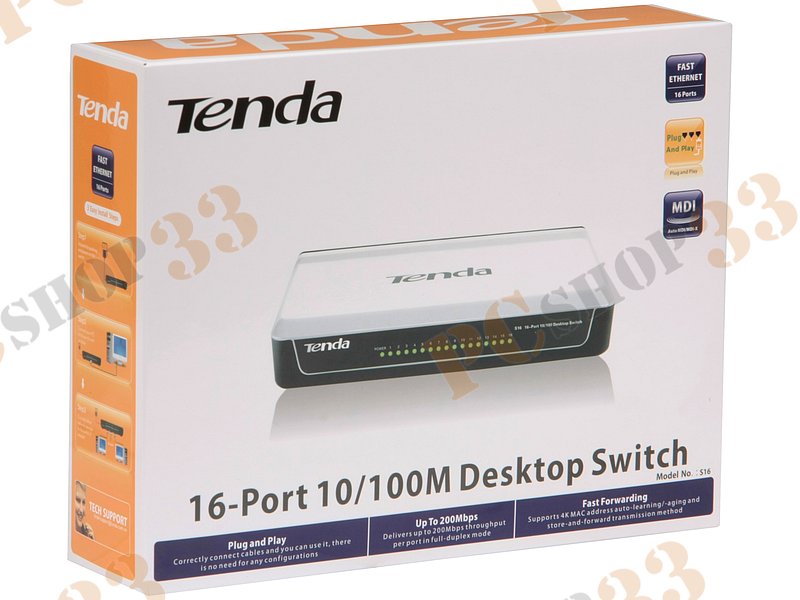 Коммутатор Tenda S16 16 портов 100Мбит/сек.