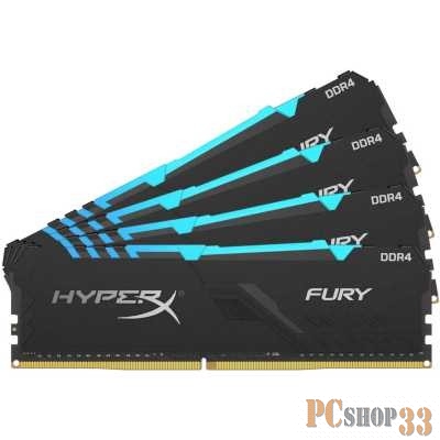 DDR 4 DIMM 64Gb PC28800, 3600Mhz, Kingston HyperX FURY RGB CL18 (Kit of 4) (HX436C18FB4AK4/64) (retail)
