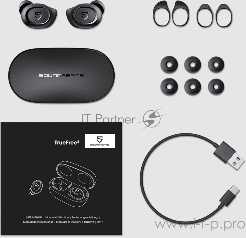 Наушники SoundPEATS TWS TrueFree2 RTLVHC8763, Bluetooth 5.0, 380мАч,d6.0мм, IPX4,черный