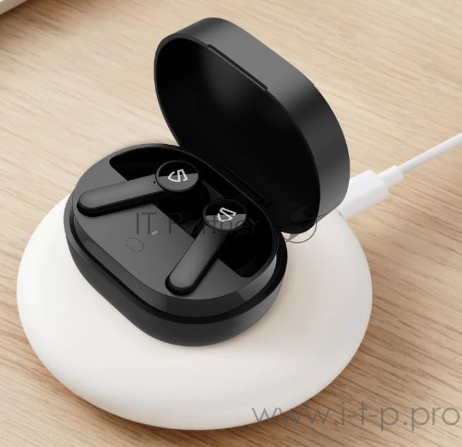 Наушники SoundPEATS TWS Q, AB1532, Bluetooth 5.0, 300мАч,d10мм, IPX5, черный