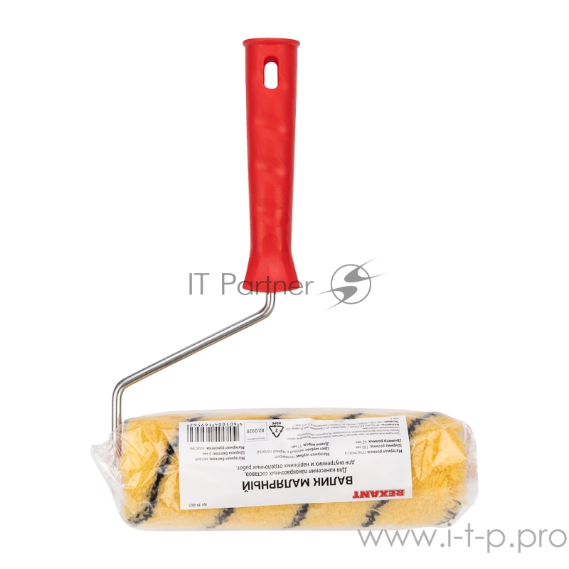 Валик полиакрил желтый с черной полосой, ворс 11 мм, ширина ролика 180 мм, бюгель 6 мм, Ø 42 мм REXANT